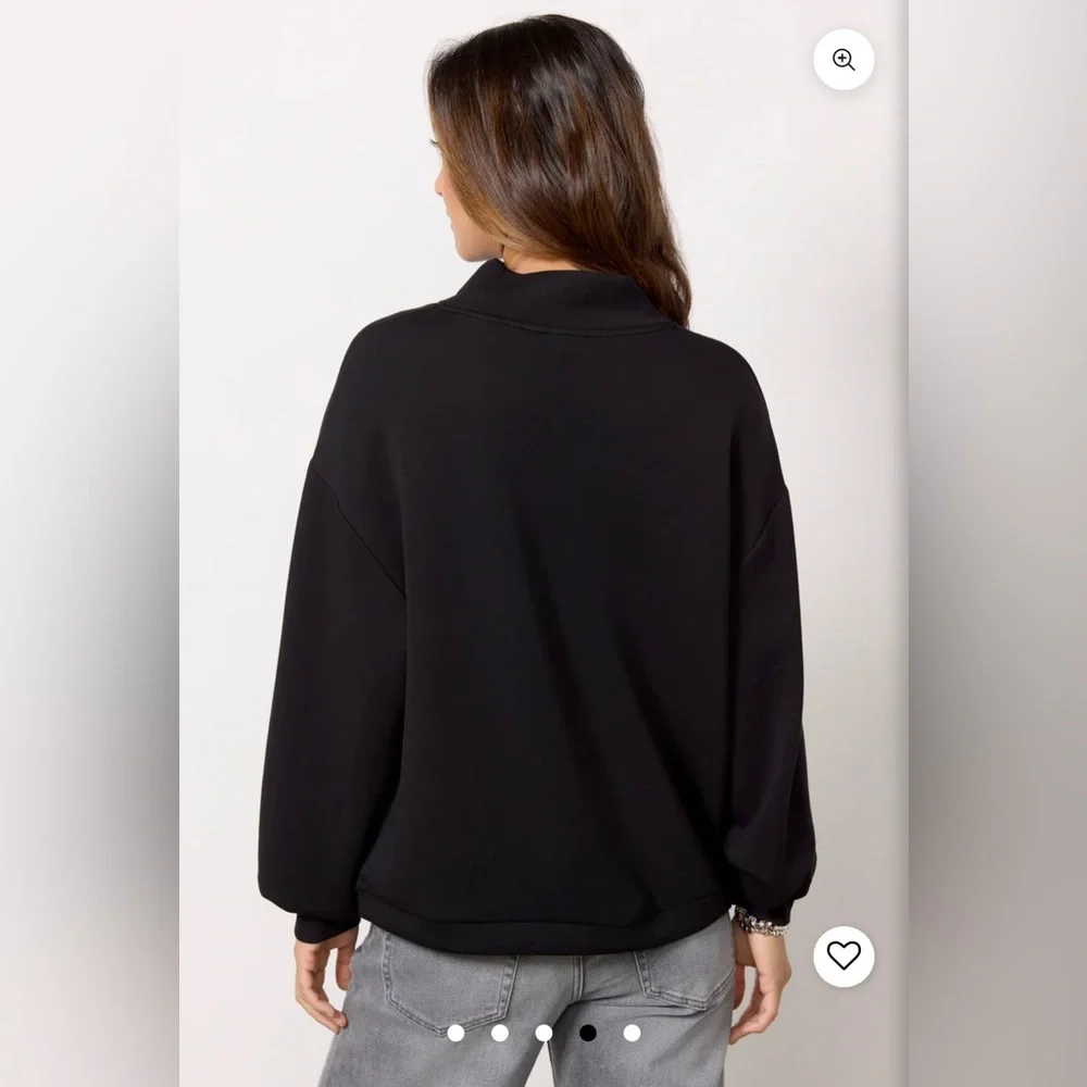 Varley Double Soft Betsy Sweat Mock Neck Pullover Black Size S Minimalist - Picture 4 of 16